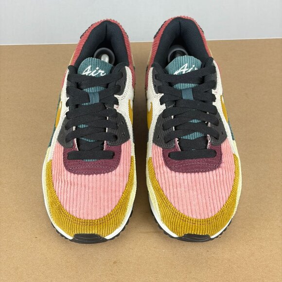 Nike Air Max 90 Multi Corduroy Athletic Shoes Womens 8 Pink Gold Green Red White - Picture 2 of 10